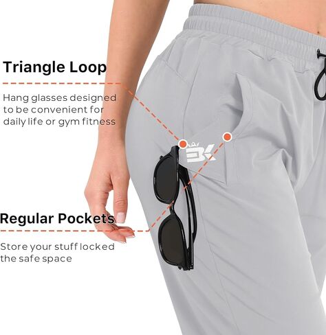 BROKIG Women TrianLoop Lightweight Joggers Track Pants,Casual Gym Fitness Workout Sweatpants Yoga Stretch Pants Pockets in Kuwait