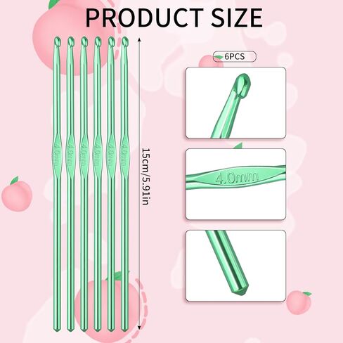 6 PCS 4mm Crochet Hooks, Aluminum Crochet Needles, US Size G/6 Knitting Needles Bulk, Small Crochet Hooks Set for Beginners and DIY Crocheting Yarn Craft in Saudi Arabia