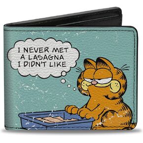 Buckle-Down Nickelodeon Wallet, Bifold, Garfield Never Met a Lasagna Pose Light Blue, Vegan Leather