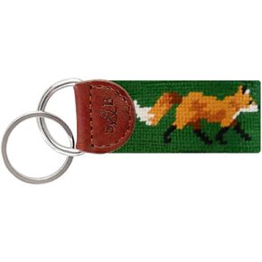 Smathers & Branson Fox Needlepoint Key Fob in Dark Forest