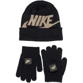 Nike Kids' Beanie & Gloves 2 Piece Gift Set in a Box Black-Gold One Size Fits All 4-7 in Kuwait