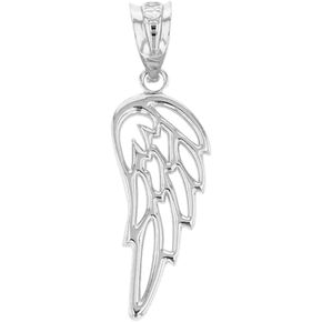 14K Yellow, White, Rose Gold Guardian Angel Single Filigree Wing Charm Pendant - Choice of Metal