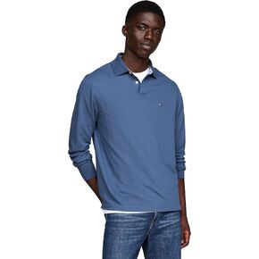 Tommy Hilfiger Men's Long Sleeve Polo Shirts in Regular Fit with Stretch and Organic Pique Cotton