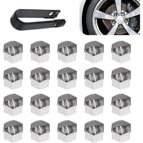 Pack-21 Car Tire Screw Cap, 0.82"/21mm Waterproof Dustproof Bolt Protection Cover with Disassembly Tool, Wheel Lug Nut Covers Decoration Shell, Universal for Most Cars Accessories (Black)