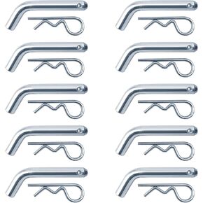 10 Pcs Trailer Hitch Pin and Clip with Grooved Head, 1/2" Diameter, Fits 1-1/4" Receiver