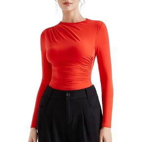 SUUKSESS Women Business Casual Long Sleeve Tops Double Lined Basic T Shirts
