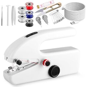 Upgraded Handheld Sewing Machine with 6.6 FT USB C Cable, Portable Mini Sewing Machine for Beginners, Quick Sewing Hand Sewing Machine for DIY, Fabrics, Clothes, Home and Travel (2 Power Modes)