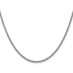 IceCarats 14K Solid White Gold 2mm 3 Wire Spiga Wheat Link Chain Necklace