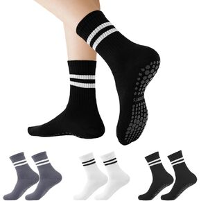 Yoga Pilates Socks with Grips for Women, 3/6 Pairs Non Slip Yoga Socks, Anti Skid Socks for Yoga Dance Slipper