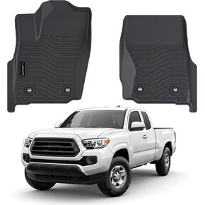 All Weather Floor Mats Fit for Toyota Tacoma Double Cab 2024 (Automatic Transmission)(Not for Manual or Hybrid) TPE Trunk Liner Tacoma Accessory Odorless Anti-Slip Black