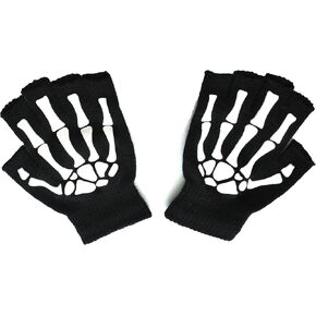 Ayhcclth Womens/Mens/Kids Full/Half Finger Skeleton Gloves Hand Warmer Knit Gloves