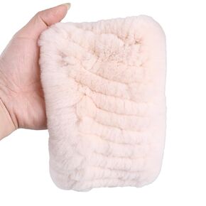 Rex Rabbit Fur Knitted Headband - Winter Fashion Ear Warmers Neck Warmer Snood Scarf (Black, One Size)