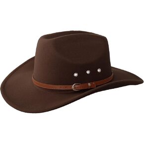 Wool Felt Cowboy Hats for Women and Men Unisex Western Hat Cowboy Sun Hat Wide Brim Cap Vintage Cowboy Costume