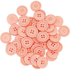 Leekayer Buttons 23/32 Inch Round Flatback Resin Buttons Pink Sewing Buttons 18mm, DIY Buttons Handmade Craft Bulk Pack of 100 Pcs