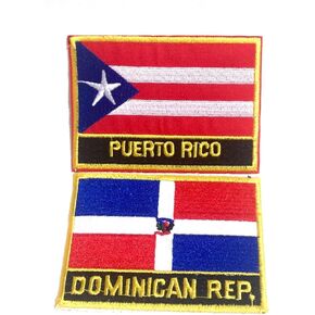 Dominican Republic and Puerto Rico Flag Patches Combo - Set of 2 Embroidered Iron-On or Sew-On National Pride Emblems