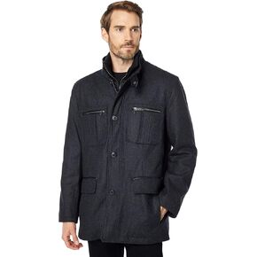 Cole Haan Men's Wool Melton Coat with Nylon Bib