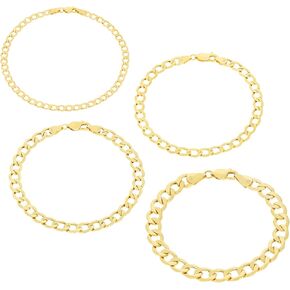 Nuragold 10K Yellow Gold Curb Cuban LInk Chain Bracelet/Lengths 7" 7.5" 8" 8.5" 9" / Widths 2.5mm - 7.5mm / Italian Made Jewelry for Men and Women