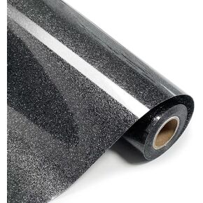 Black Glitter HTV Heat Transfer Vinyl Rolls- 10" X 8ft. Glitter Iron on Vinyl for Shirts. Glitter HTV Iron-on Compatible with All Cutters. Easily Cut and Weed for Gorgeous Heat Vinyl Designs