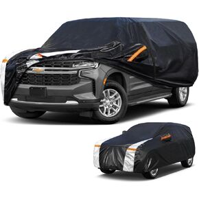 Large SUV Car Cover for Cadillac Escalade 100% Waterproof All Weather, Heavy Duty Outdoor Full Exterior Covers Rain Sun Wind UV Protection.