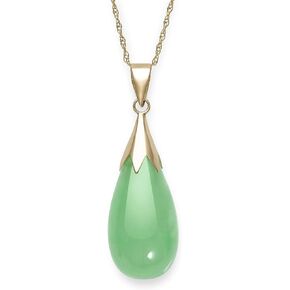 Natural Jade Necklace Pendant in 10K Gold