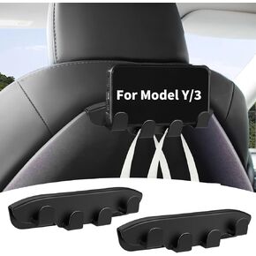 Seat Back Hooks for Tesla Model Y Accessories 2024-2021,Tesla Model 3 Accessories 2024-2017 Headrest Hooks for Car, Back Seat Organizer Hanger Holder Hook, 2 Pack