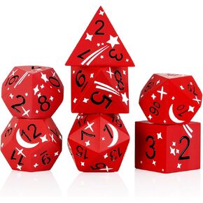 Metal DND Dice Set 7 PCS Role Playing Dice Star&Moon Metallic Polyhedral D&D Dice with Gift Metal Box for Dungeons and Dragon Tabletop Game(Black with Blue Glitter)