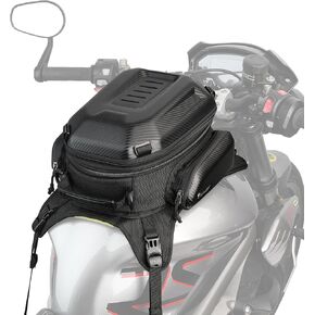 حقيبة خزان للدراجات النارية من Rhinowalk، حقيبة تخزين مقعد الدراجة النارية قابلة للتوسيع ذات هيكل صلب مقاوم للماء، حقيبة ظهر لأمتعة الدراجات النارية سعة 15-18 لتر (غير لامع) in Kuwait