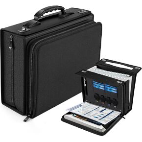 Zannaki Accordion File Organizer with Binder, Portable 24 Pockets Expanding File Folder with Handle, Important Document Box Folio, Expandable Briefcase Filing Storage for Letter A4 Paper Receipt Bill