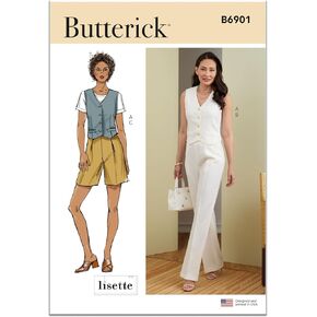 Butterick Misses' Vest, Pants and Shorts Sewing Pattern Packet by Liesl and Co, Design Code V1838, Sizes 6-8-10-12-14, Multicolor