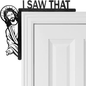 Sanchamy I Saw That Door Sitter Creative Door Corner Decor Bless This Home Funny Home Decor Wood Frame Corner Decorations for Home Office Mirror Cabinet Drawer 8.66x7.08 Inch-Right