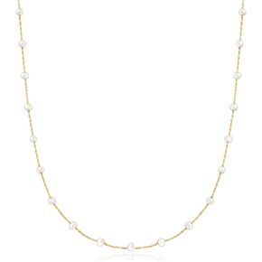 RS Pure by Ross-Simons 3-3.5mm Cultured Pearl Station Necklace in 14kt Yellow Gold. 18 inches