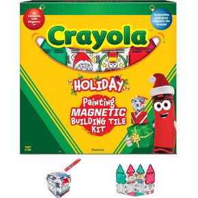 CreateOn Crayola PaintOn Holiday Magnetic Tiles, Magnetic Kids’ Building Toys, STEM Learning Travel Toys for Boys and Girls, 18-Piece Set