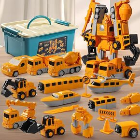 Magnetic Transform Engineering Car Assembled Toys with Storage Box, Toys for Toddlers 3-4 Magnetic Blocks for Kids Age 3-5Outdoor Toddler Activities Toys (Yellow)