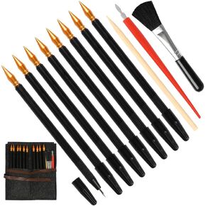 YOTINO 14 Pcs Scratch Art Tools Set, Scratch Sketch Art Painting with Bamboo Sticks Scraper Scratch Pen, Black Brush, Engraving Art Set for Adult Kids
