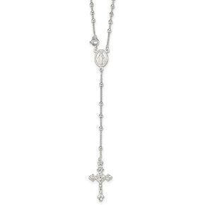 IceCarats 925 Sterling Silver Rosary Bead Necklace 16 inch Chain