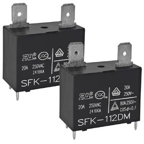SFK-112DM Relay (Pack of 2) - 12VDC 20A 250VAC 4Pins Air Conditioner Water Heater Relay Replace 891WP-1A-C, GT-1A-12D, CMP6-S-DC12V, HF102F, G4A-1A-E