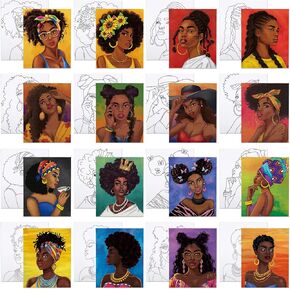 VOCHIC 16 Pcs Sip and Paint Pre Drawn Canvas for Adult Beginner Painting Art Stretched Outline Canvas for Girls Date Night DIY Party Supplies Gift(8x10in)