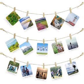 Photo Hanging Display with 50 Photo Clips, String Hanging Pictures Decor Wall Display, Clip Photo Holders for Hanging Kids Artwork On Wall Decor Home
