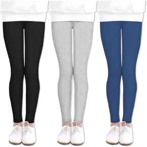 Arshiner Girl's Ankle Length Leggings 3-Pack Printing Flower Kids Classic Stretch Pants 4-14Y