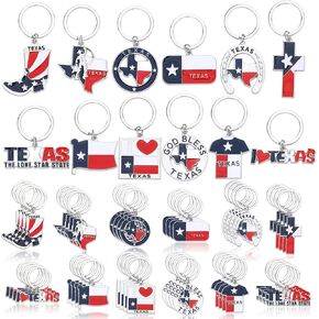Tondiamo 48 Pcs Texas Keychain Texas Metal Keychain Souvenirs Texas Gifts Lone Star State Map Shaped Texas Keychain God Bless Texas Boot Keyring Gifts