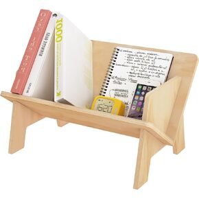 Wooden Tabletop Bookshelf Titled Desktop Bookshelf Cookbook Shelf,Small Bookcases for Magazine Books CDs,Book Rack Desk Book Organizer in Living Room/Office/Bedroom (Burlywood)