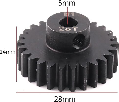 Steel Mod1 5mm Pinion Gear 1PCS,11-28T M1 Pinion Gear Metal Hardened Steel Fit 5mm RC Motor Shaft with 3.175mm Coupler Compatible with 1/5 1/6 1/8 1/10 1/14 RC Brushless Brush Motor (15T) in Saudi Arabia