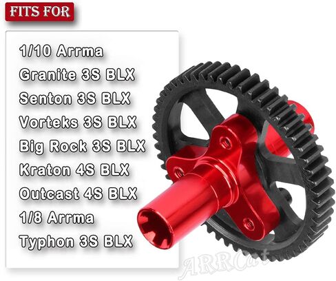 58T قابض شبشب ترقيات جزء لـ 1/10 Arrma Granite Senton Vorteks Big Rock 3S Kraton Outcast 4S 1/8 Typhon 3S، ARRCat 58T Metal Slipper Clutch 0.8 Pitch Hop Ups، استبدل ARA310948، أحمر in Saudi Arabia