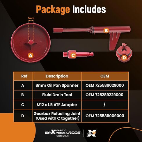 maXpeedingrods Metal Transmission Oil Filling Adapter Tool, 4pcs Oil Change Tool Set, for Mercedes-Benz 725.0 9G-Tronic 9-Speed Auto Transmission, 725589029000, 72558909000 in Saudi Arabia