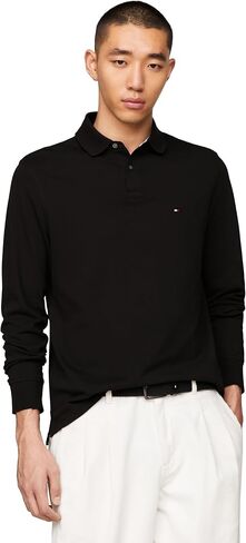 Tommy Hilfiger Men's Long Sleeve Polo Shirts in Regular Fit with Stretch and Organic Pique Cotton in Saudi Arabia