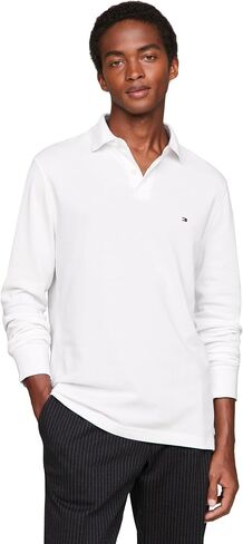 Tommy Hilfiger Men's Long Sleeve Polo Shirts in Regular Fit with Stretch and Organic Pique Cotton in Saudi Arabia