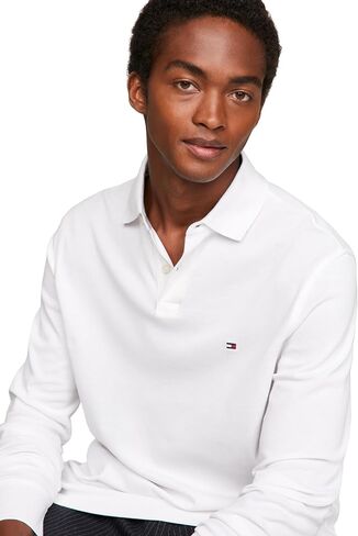 Tommy Hilfiger Men's Long Sleeve Polo Shirts in Regular Fit with Stretch and Organic Pique Cotton in Saudi Arabia