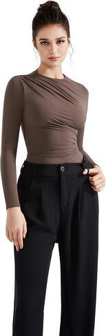 SUUKSESS Women Business Casual Long Sleeve Tops Double Lined Basic T Shirts in Kuwait