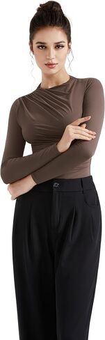 SUUKSESS Women Business Casual Long Sleeve Tops Double Lined Basic T Shirts in Kuwait