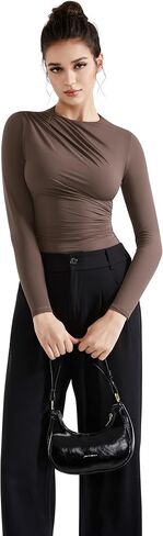 SUUKSESS Women Business Casual Long Sleeve Tops Double Lined Basic T Shirts in Kuwait